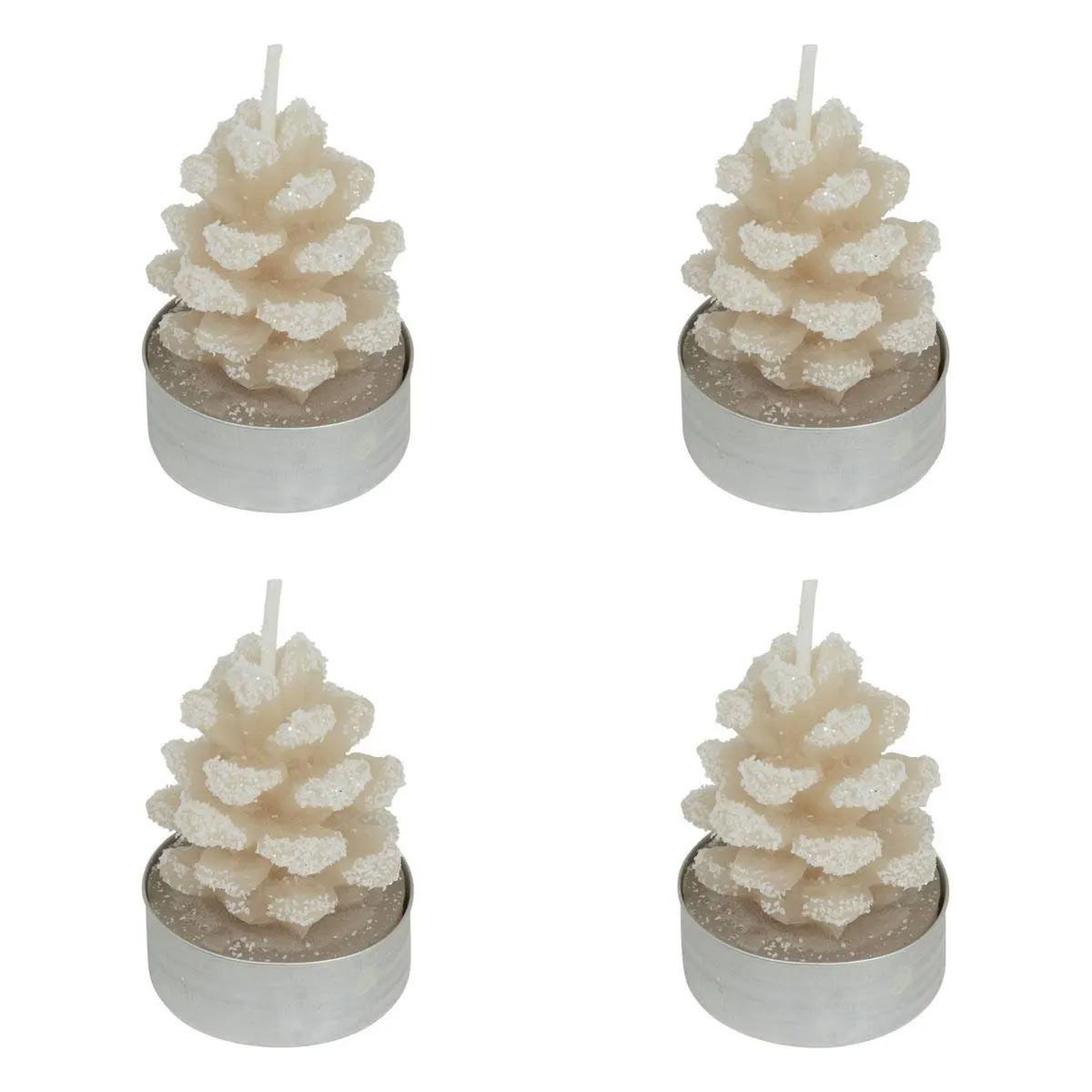 ATMOSPHERA Lot de 4 bougies chauffe-plats  pomme de pin  100g beige