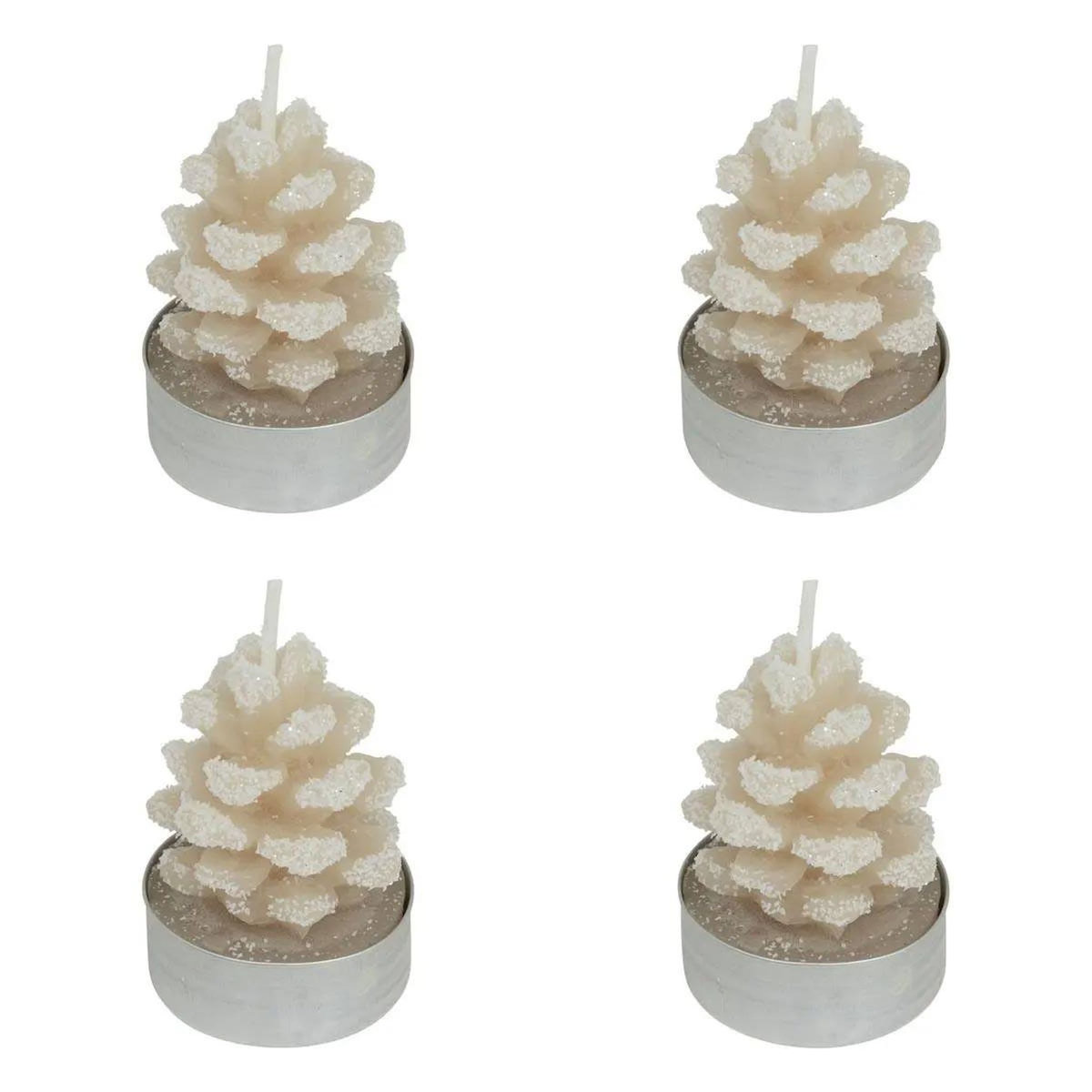 ATMOSPHERA Lot de 4 Bougies Chauffe-Plats  Pomme de Pin  100g Beige