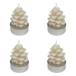ATMOSPHERA Lot de 4 Bougies Chauffe-Plats  Pomme de Pin  100g Beige