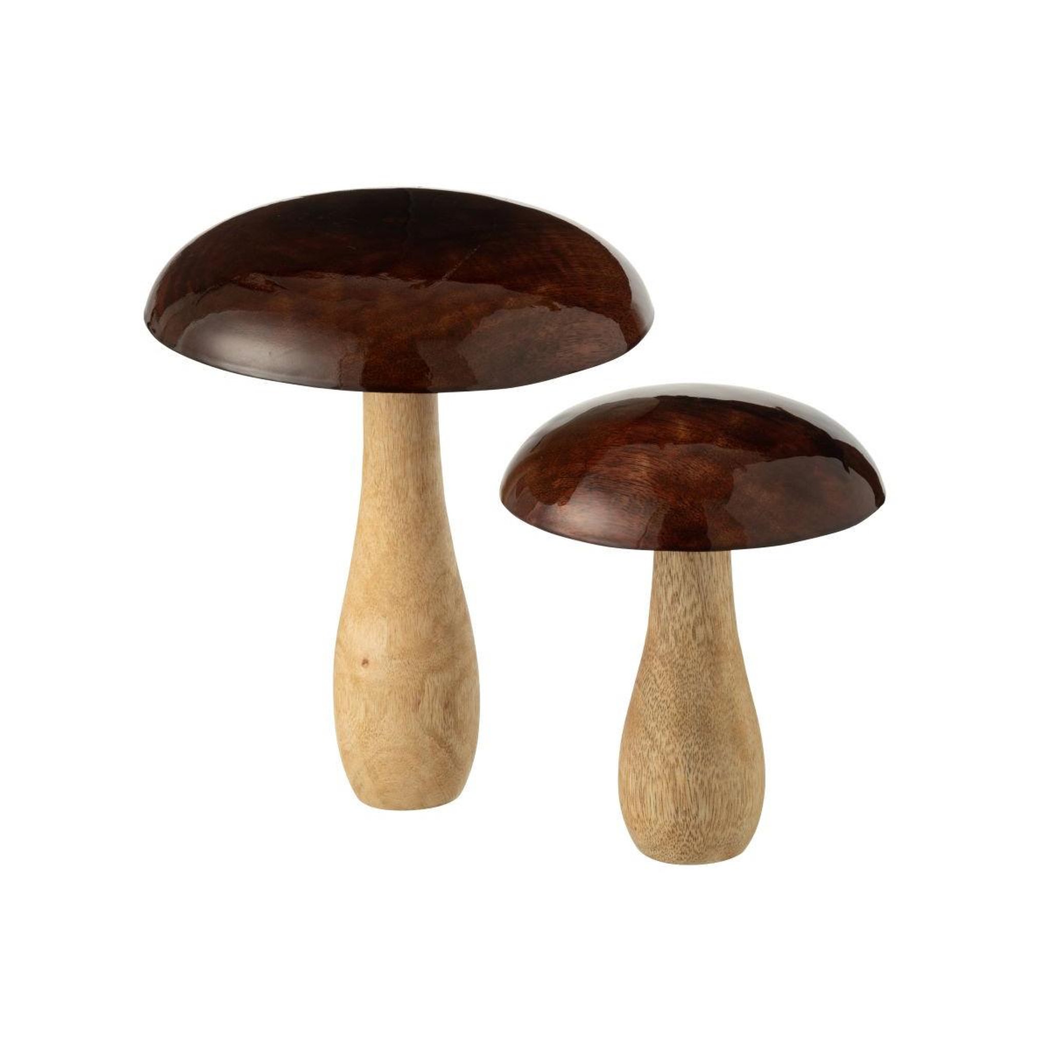 Voir la diapositive 2 : J-LINE Champignon déco en bois  brillant  23cm naturel