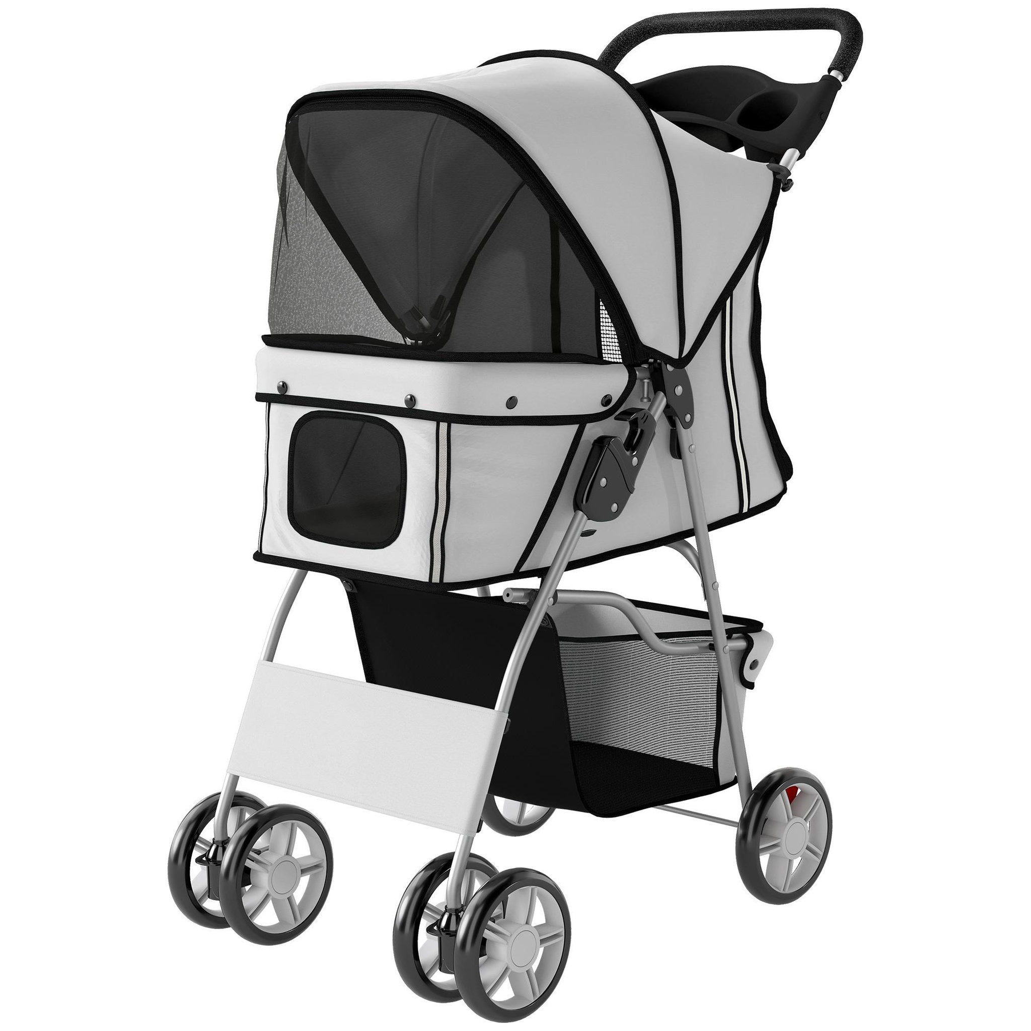 Voir la diapositive 5 : PAWHUT Poussette buggy pliable pour chiens tissu 600d oxford imperméable 4 roues gris clair