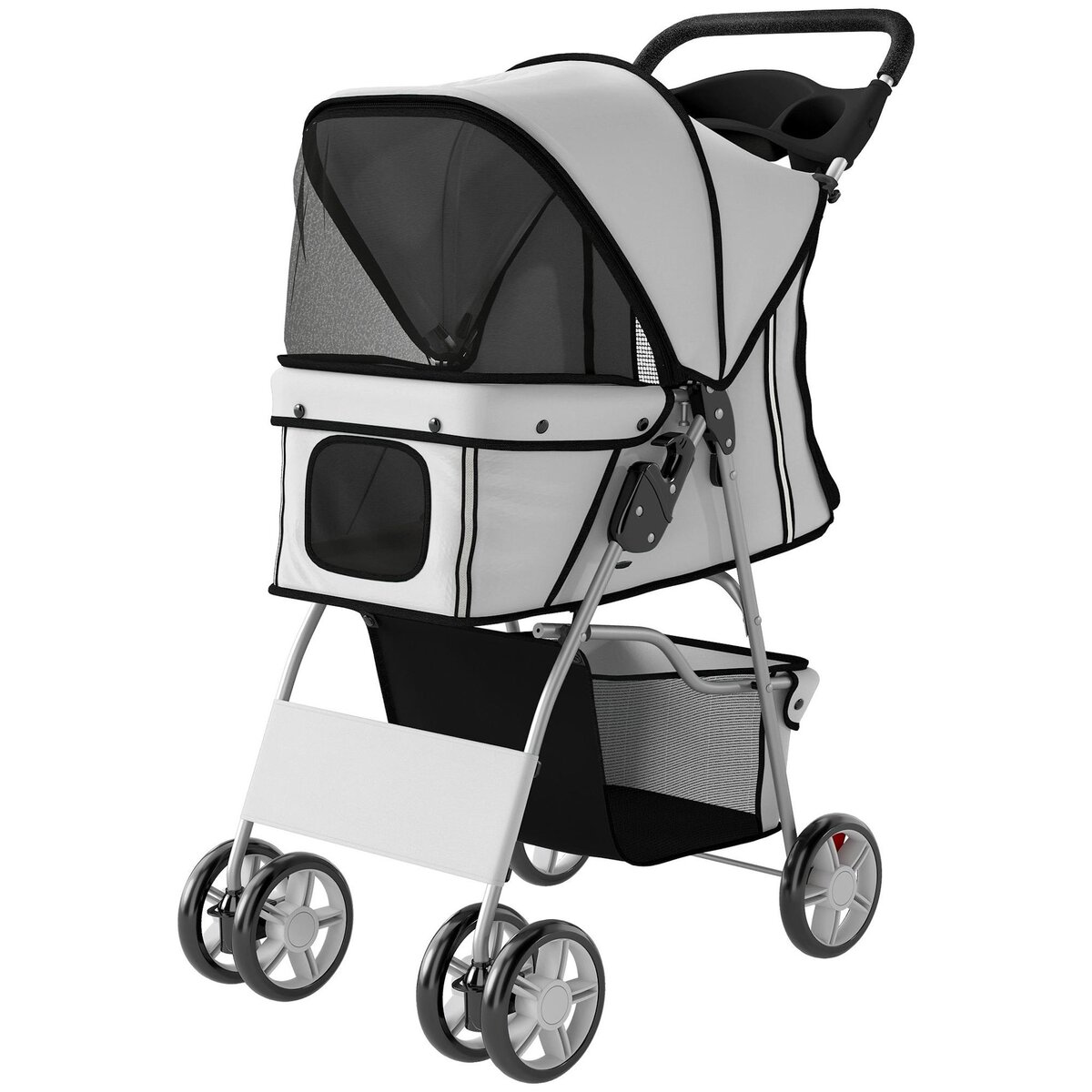 PAWHUT Poussette buggy pliable pour chiens tissu 600D Oxford imperméable 4 roues gris clair