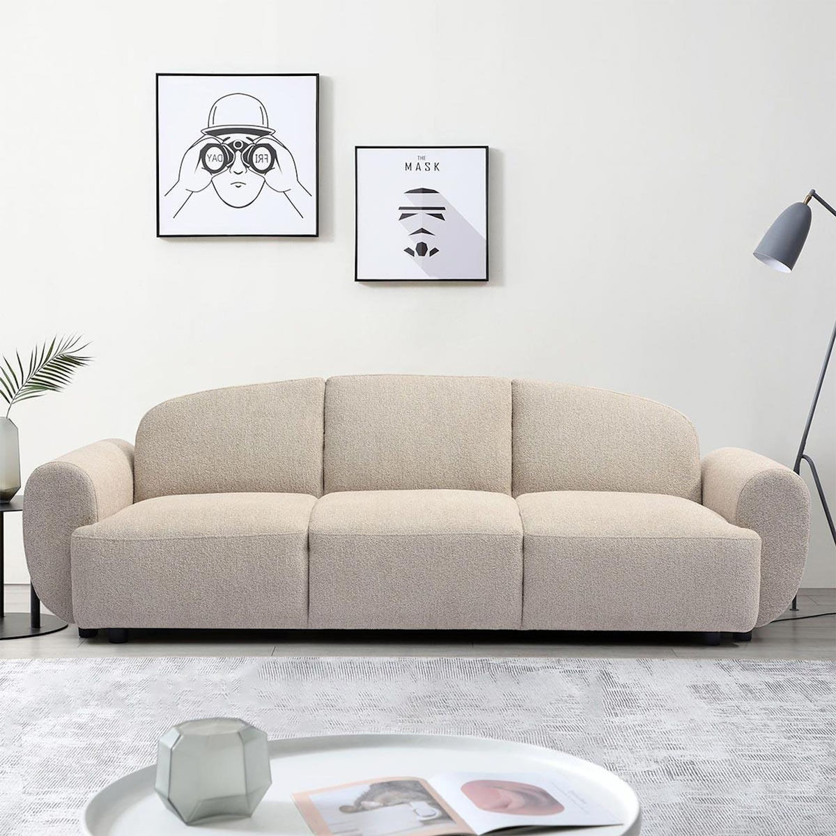 Paris Prix Canapé Convertible 3 Places en Tissu  Buddy  234cm Beige