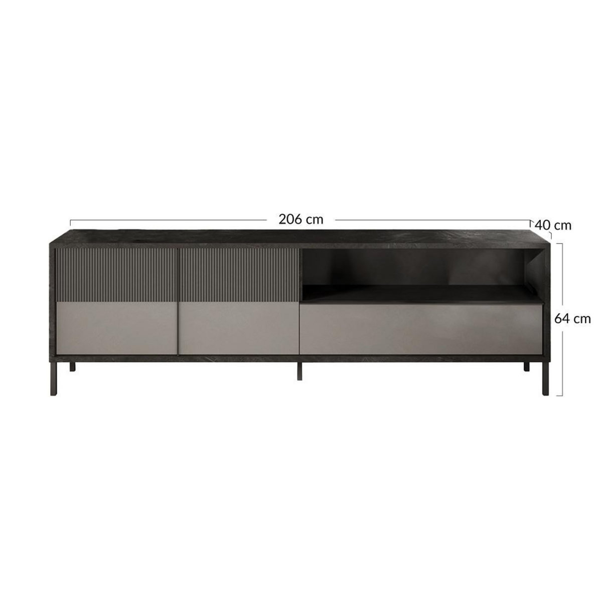 BEST MOBILIER Jules - meuble tv - 2 portes et 1 tiroir - 206 cm