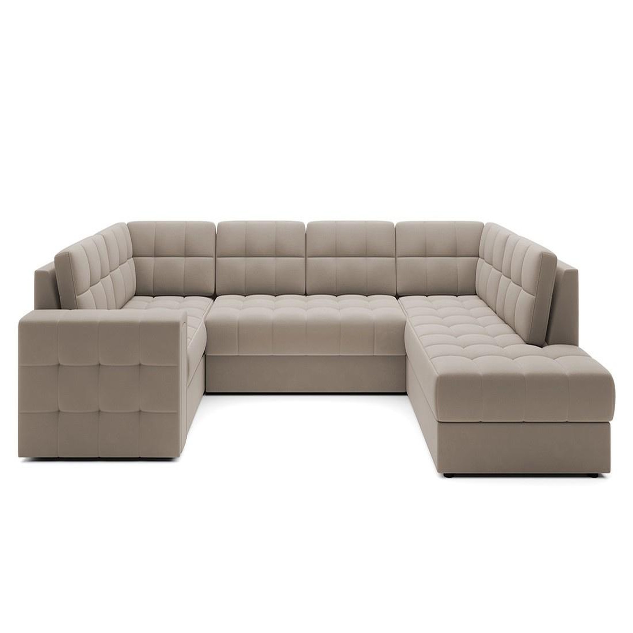 Voir la diapositive 1 : BEST MOBILIER Nappa - canapé panoramique d'angle gauche 7 places convertible avec coffre en velours