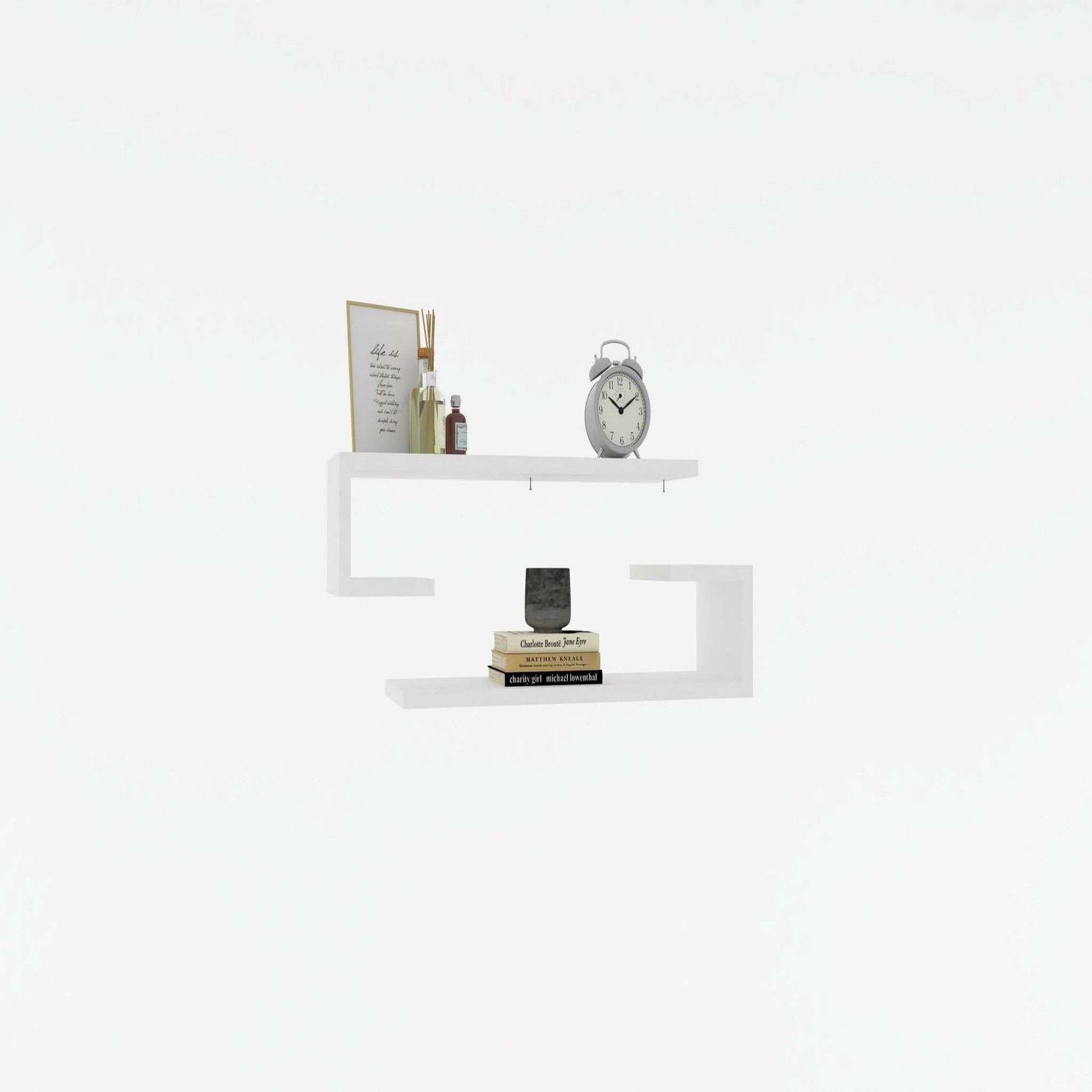 Voir la diapositive 4 : Habitat et Jardin Étagère murale en bois  eldo  - 60 x 19 x 15 cm - blanc