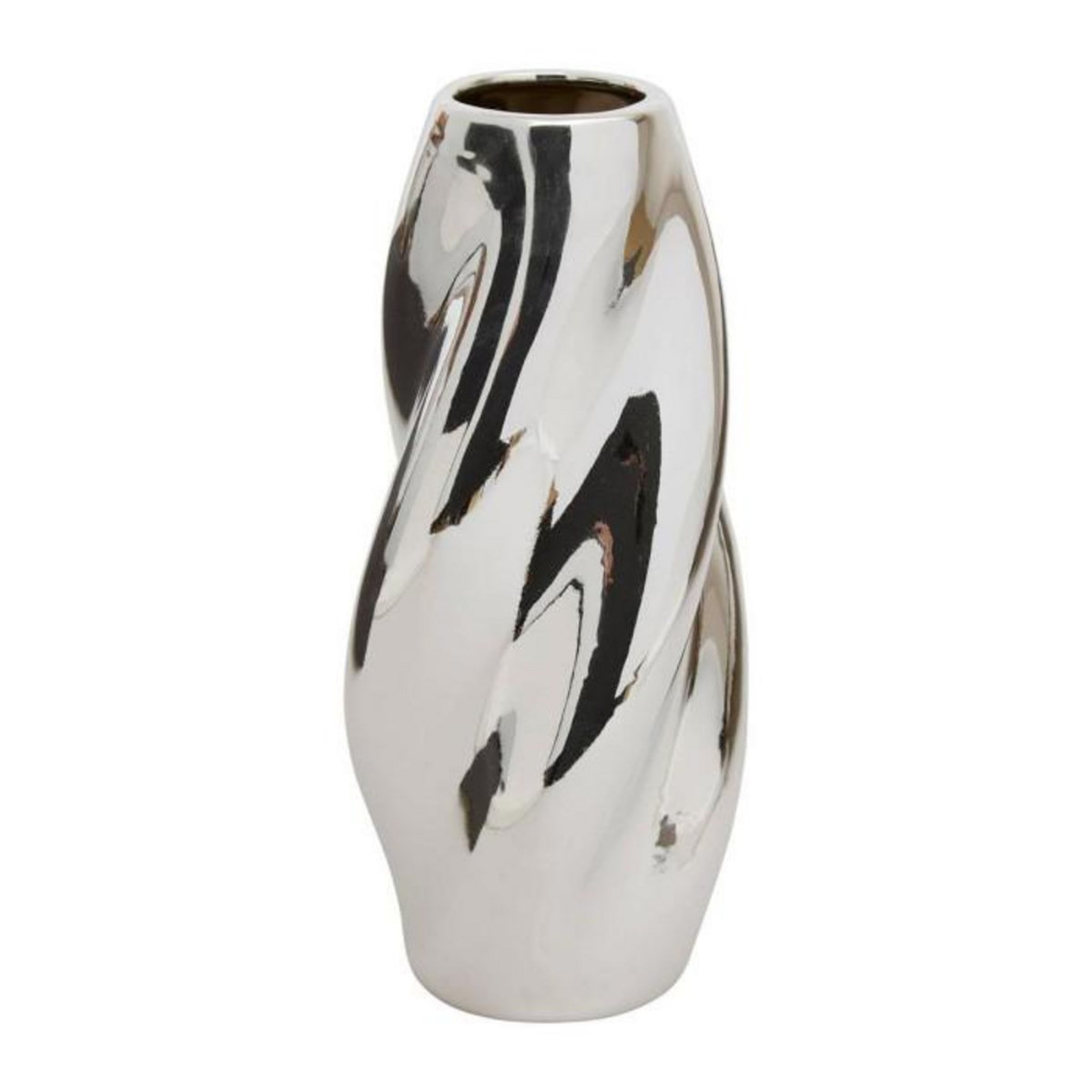 ATMOSPHERA Vase Design Torsadé en Dolomite  Sky  28cm Argent
