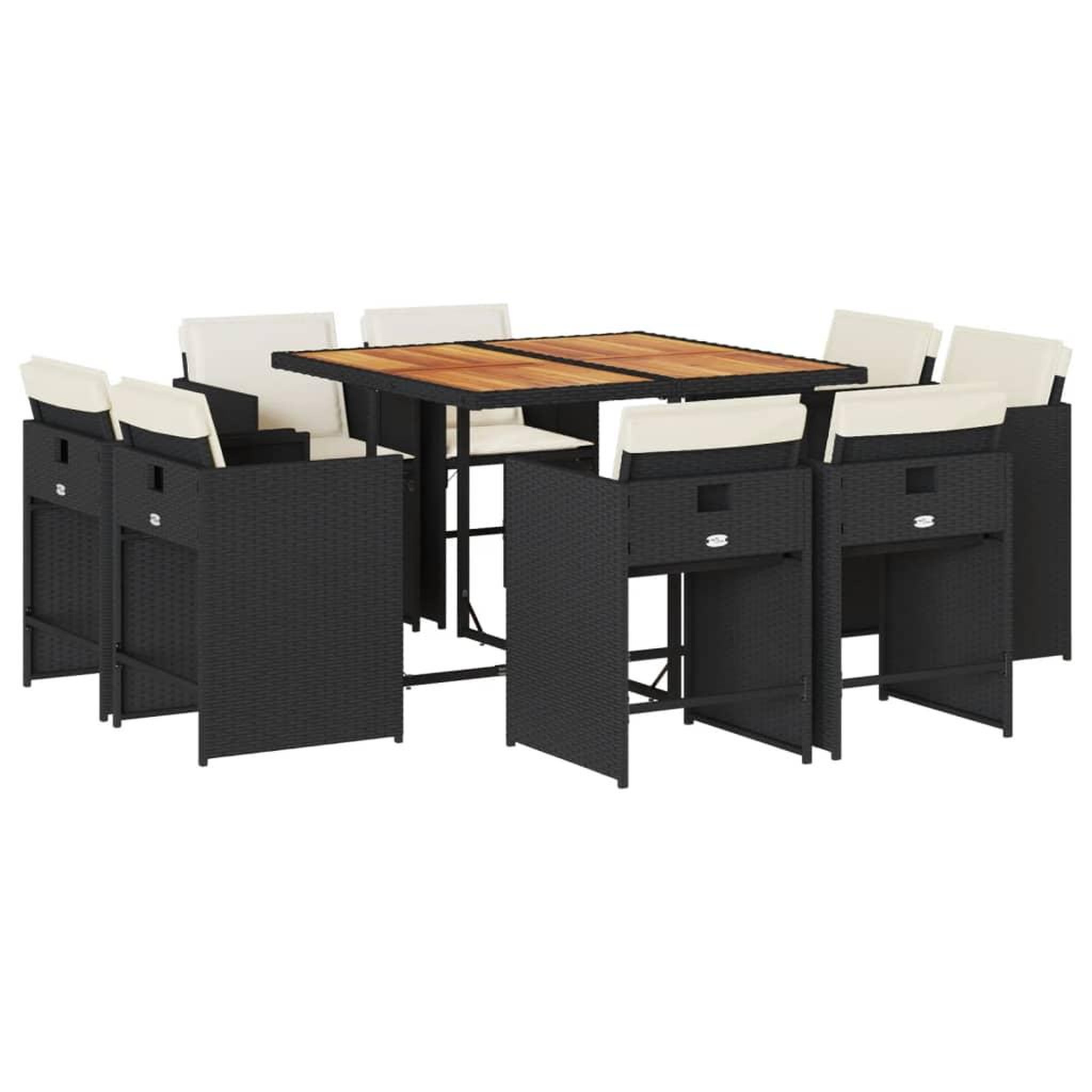 Voir la diapositive 2 : VIDAXL Ensemble a manger de jardin 9pcs coussins noir resine tressee