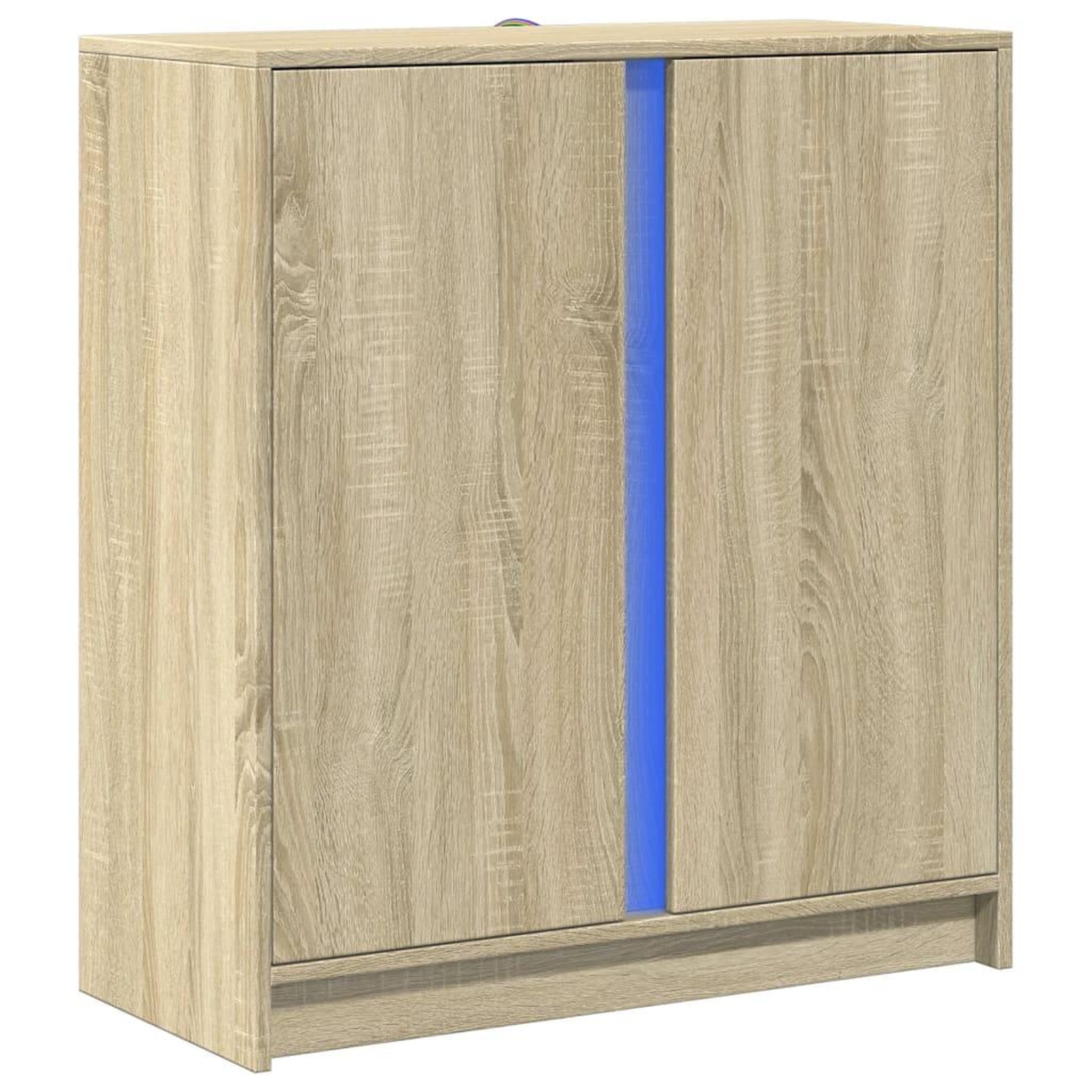 Voir la diapositive 3 : VIDAXL Buffet avec LED chene sonoma 77x34x85 cm bois d'ingenierie