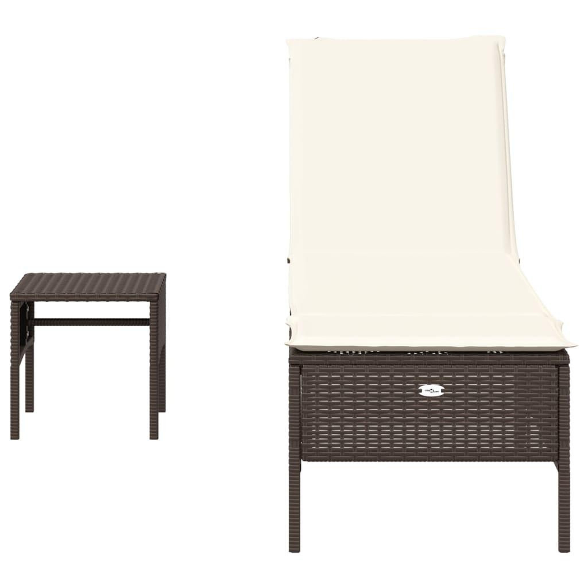 Voir la diapositive 4 : VIDAXL Chaise longue avec table et coussin marron resine tressee