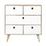 Voir la diapositive 3 : Paris Prix Commode 5 Tiroirs  Star  70cm Blanc & Beige