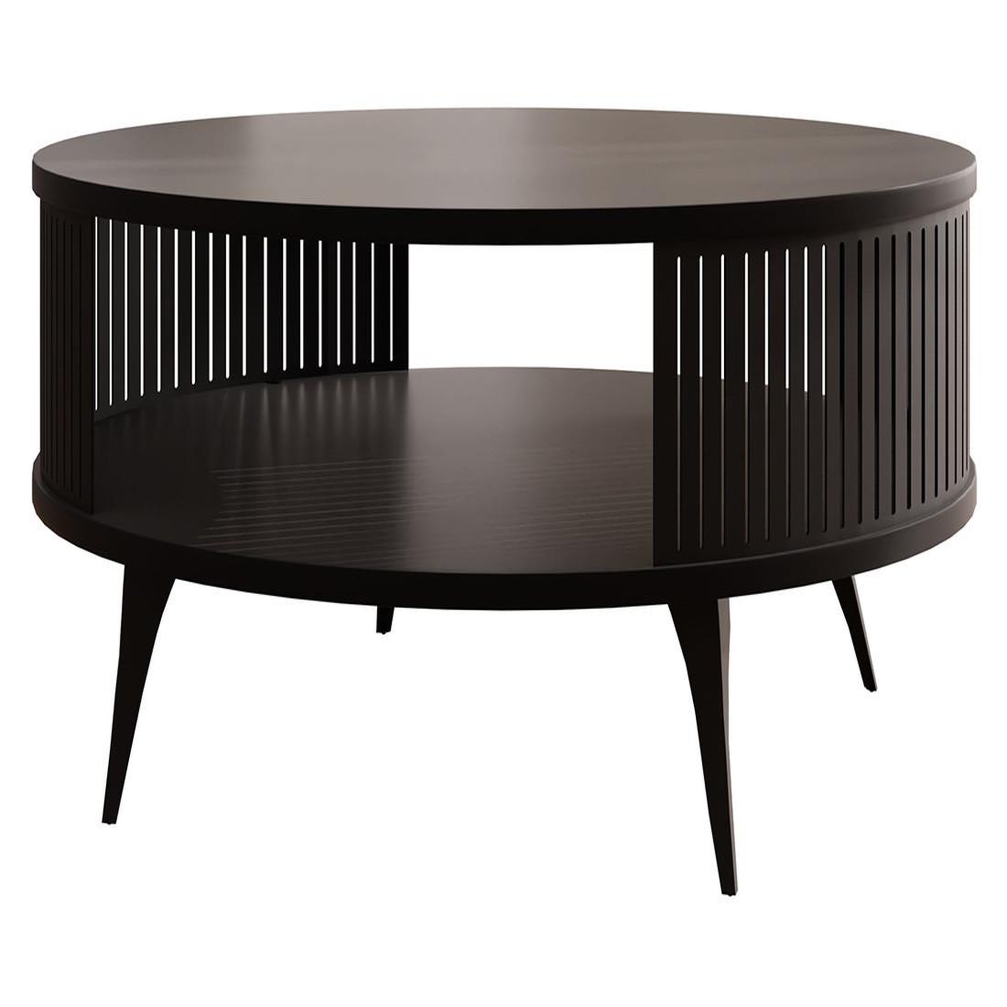 Voir la diapositive 1 : BEST MOBILIER Forini - table basse ronde - noir - 1 niche - 75 cm