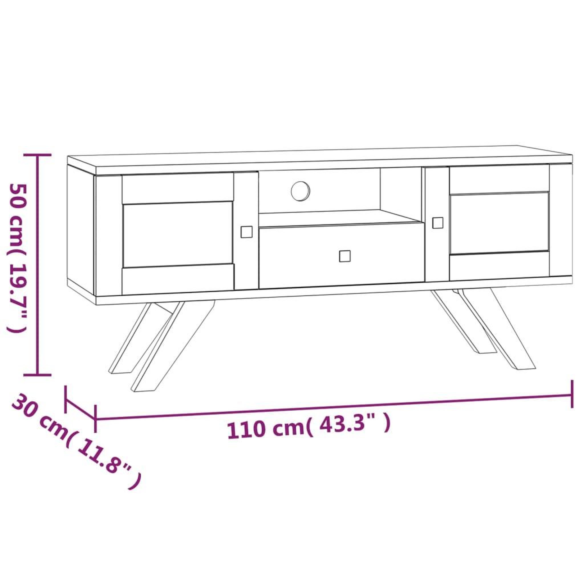 Voir la diapositive 6 : VIDAXL Meuble tv 110x30x35 cm bois de teck solide