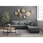 Voir la diapositive 4 : LOUNGITUDE Canapé d'angle réversible convertible SEVARA 4 places - PU et tissu Gris - Coffre de rangement - L267 x P200 x H90 cm