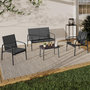 Voir la diapositive 2 : ID MARKET Salon de jardin bas TOLEDE 4 places avec canapé, fauteuils et table gris anthracite