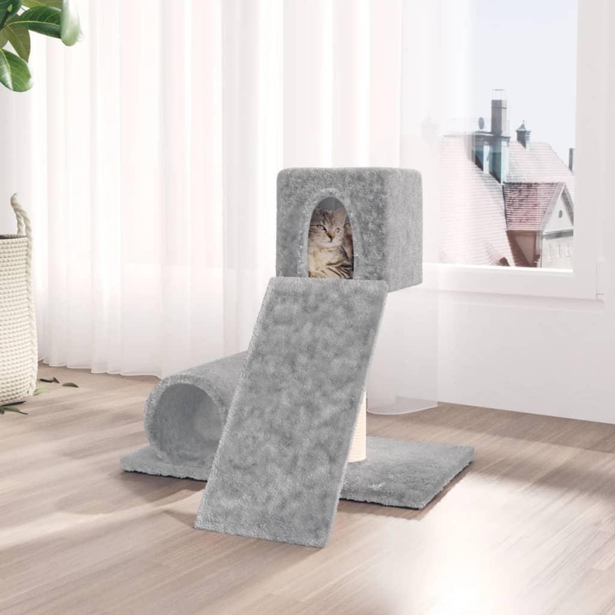 VIDAXL Arbre a chat avec griffoir en sisal Gris clair 59 cm