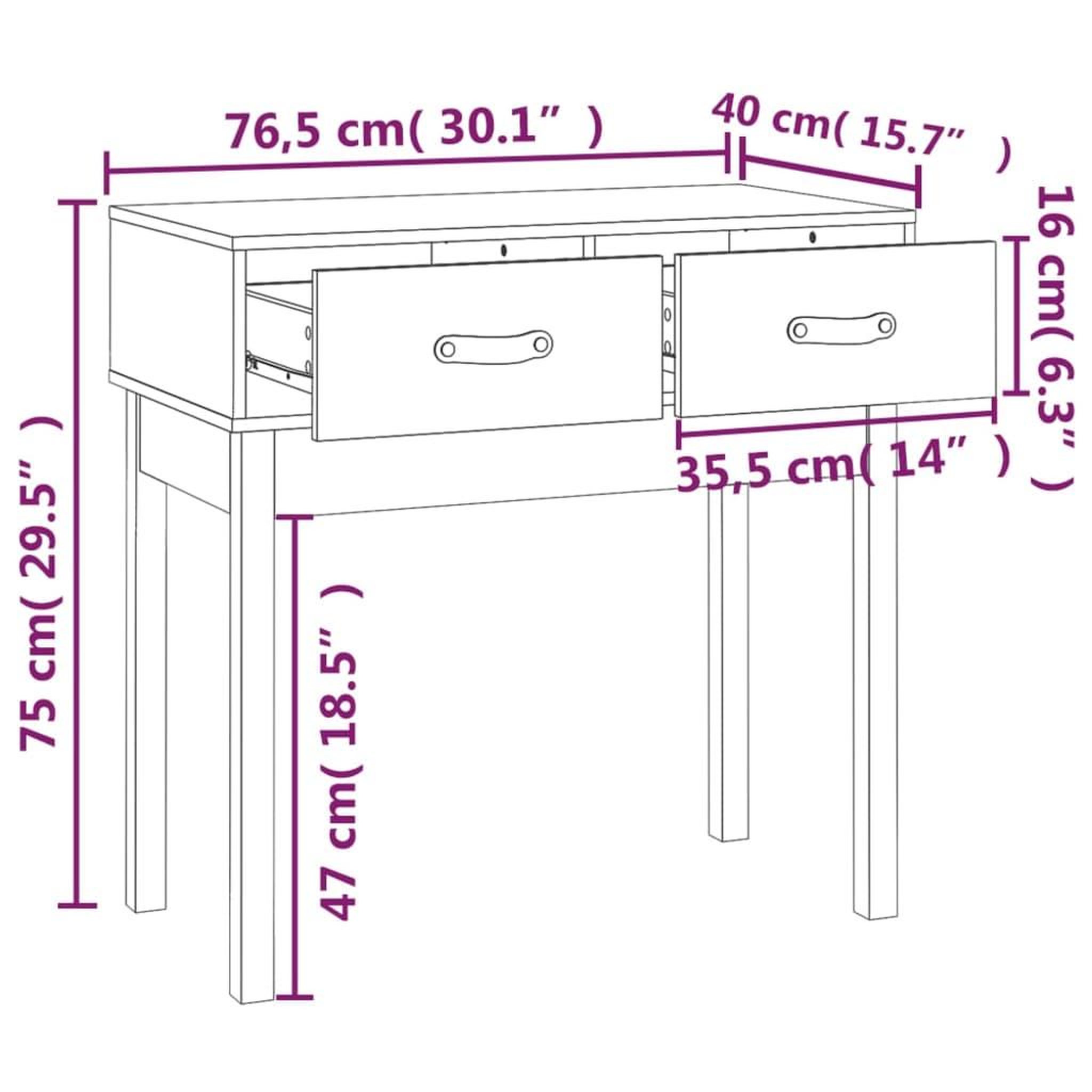 Voir la diapositive 6 : VIDAXL Table console Noir 76,5x40x75 cm Bois massif de pin