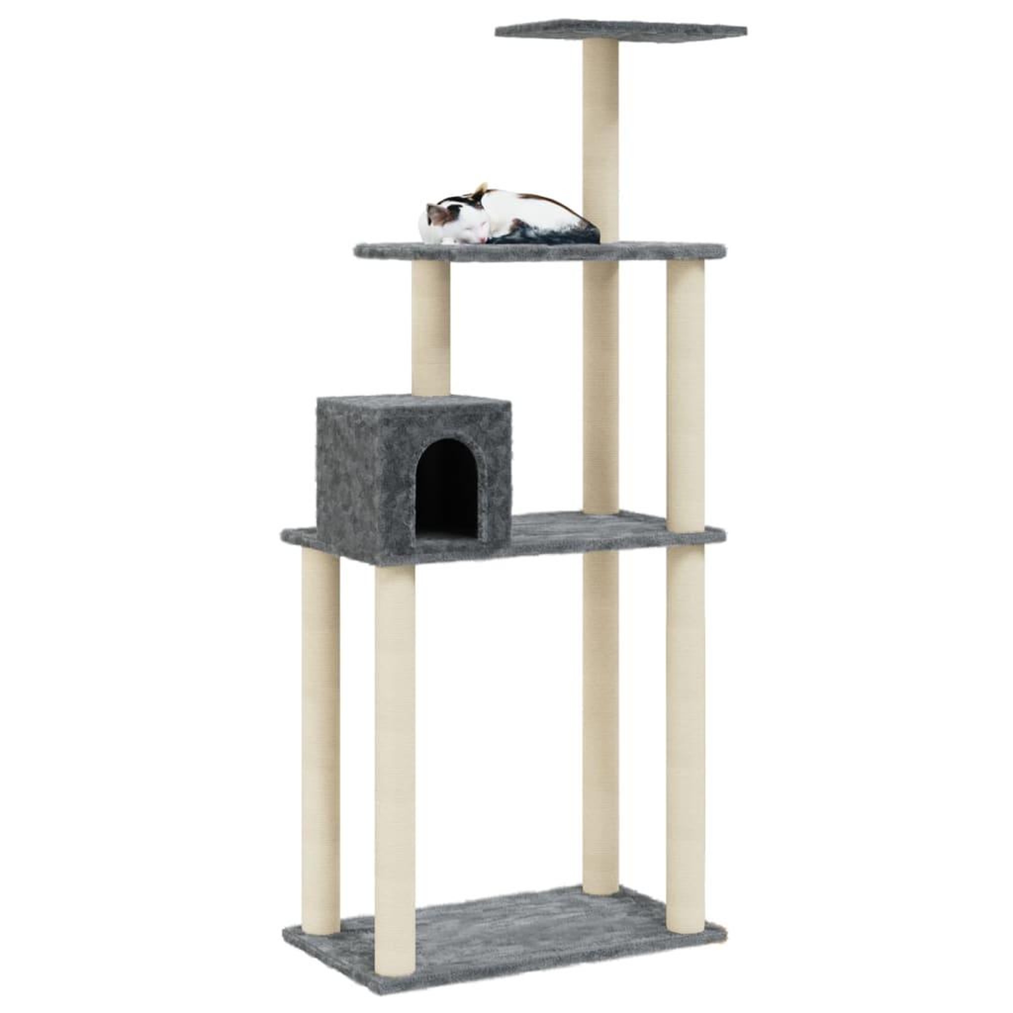 Voir la diapositive 3 : VIDAXL Arbre a chat avec griffoirs en sisal Gris fonce 147 cm