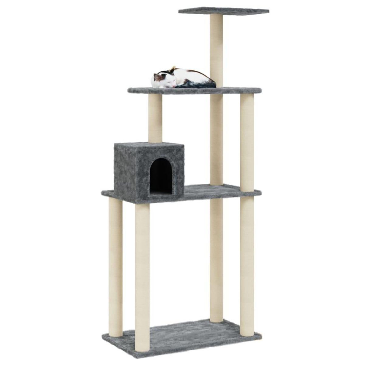 VIDAXL Arbre a chat avec griffoirs en sisal Gris fonce 147 cm