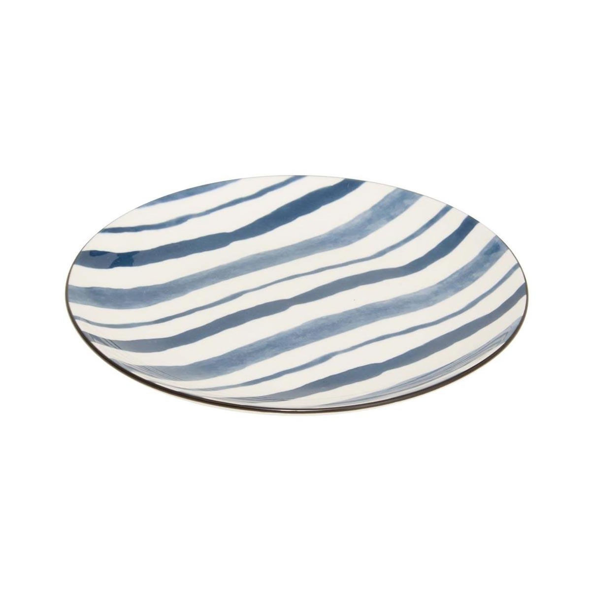 SECRET DE GOURMET Lot de 6 Assiettes à Dessert  Umami Rayure  19cm Bleu
