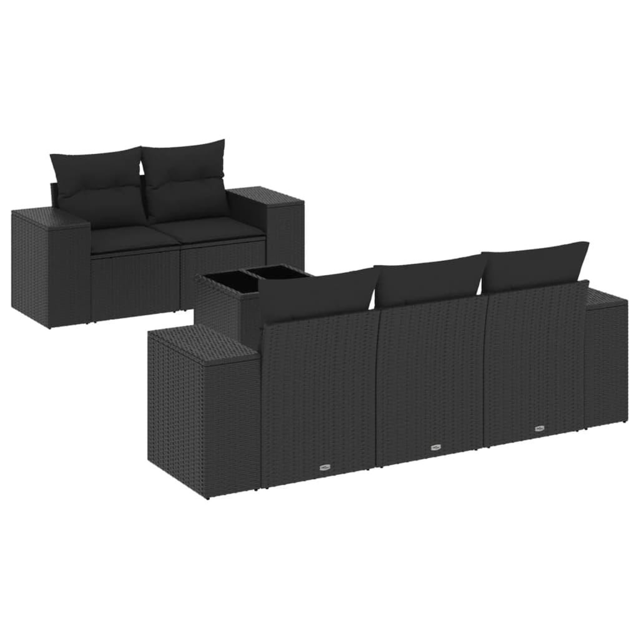 Voir la diapositive 2 : VIDAXL Salon de jardin 6 pcs avec coussins noir resine tressee