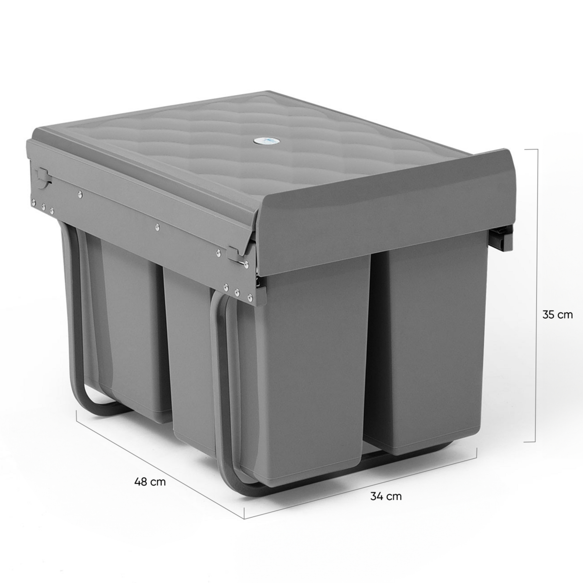 ID MARKET Poubelle de tri sélectif encastrable 3 compartiments amovibles 1x15L et 2x8L