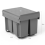 Voir la diapositive 4 : ID MARKET Poubelle de tri sélectif encastrable 3 compartiments amovibles 1x15L et 2x8L