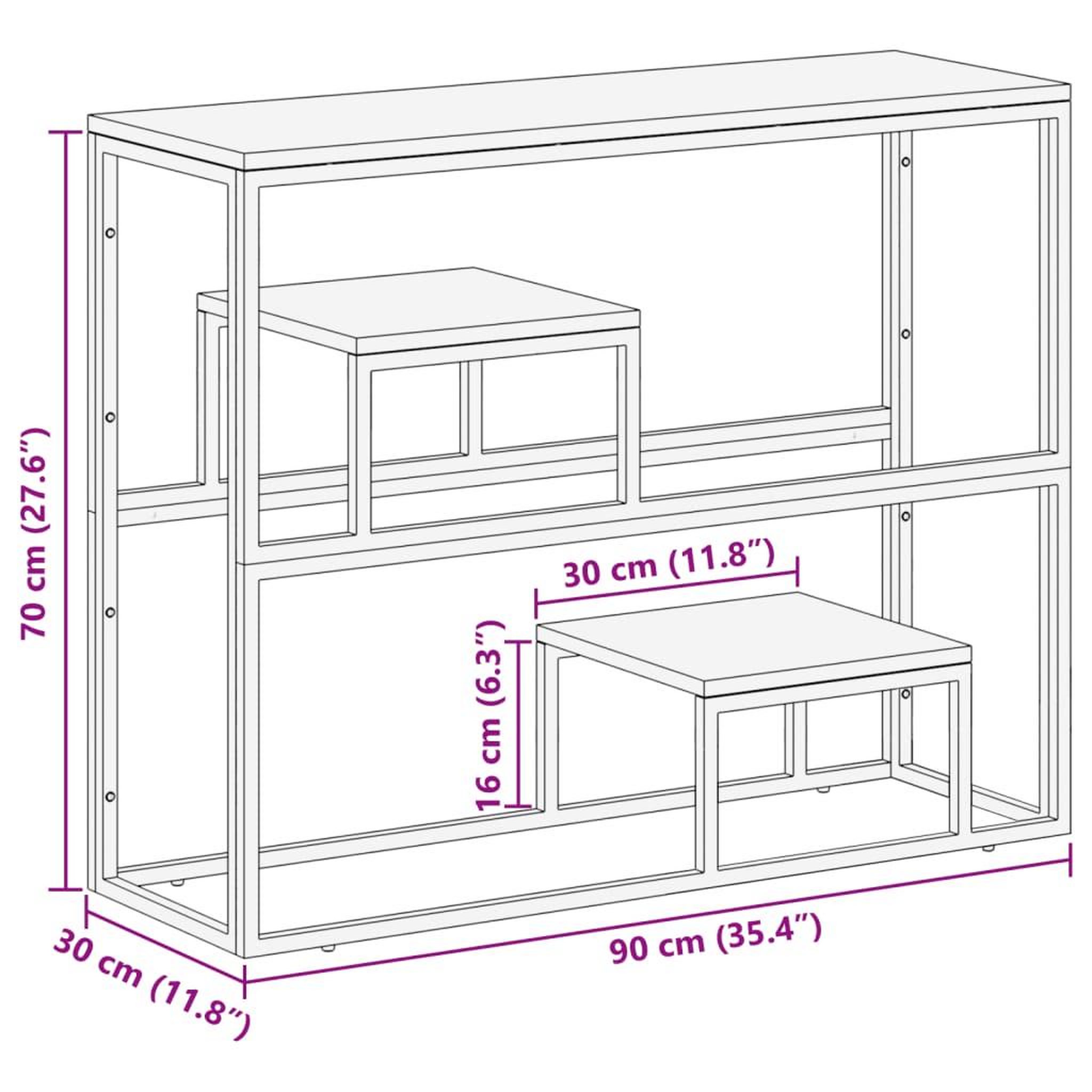 Voir la diapositive 6 : VIDAXL Table console argente acier inoxydable et bois massif d'acacia