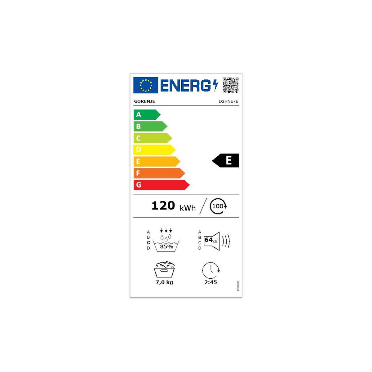 GORENJE Sèche linge pompe à chaleur D2HNE7E
