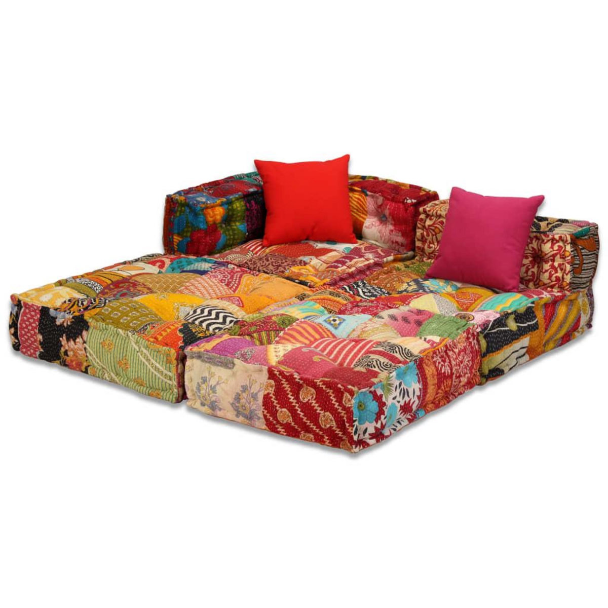 VIDAXL Pouf modulaire a 3 places Patchwork Tissu