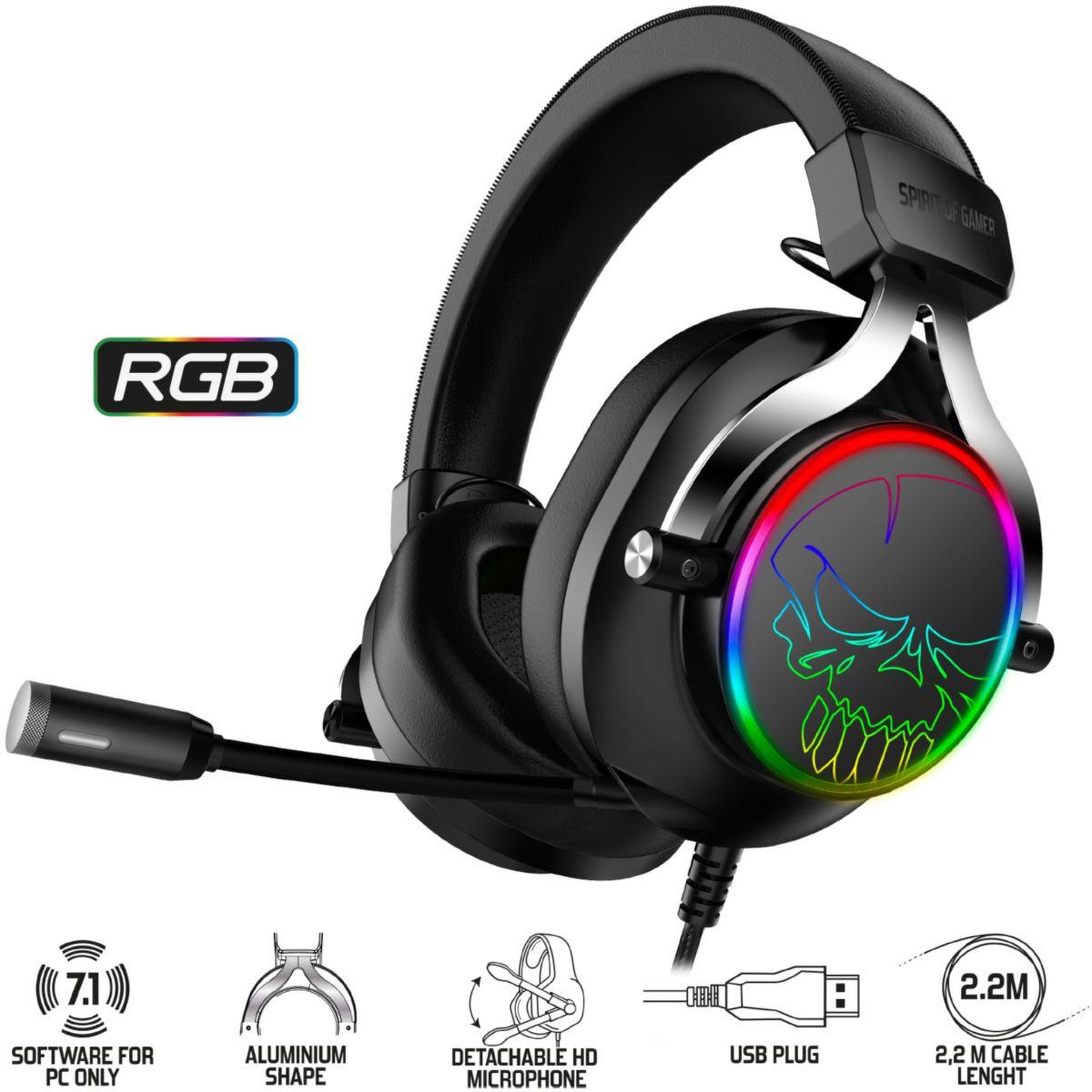 Voir la diapositive 2 : SPIRIT Of GAMER Casque gamer XPERT H600 USB 7.1 PC