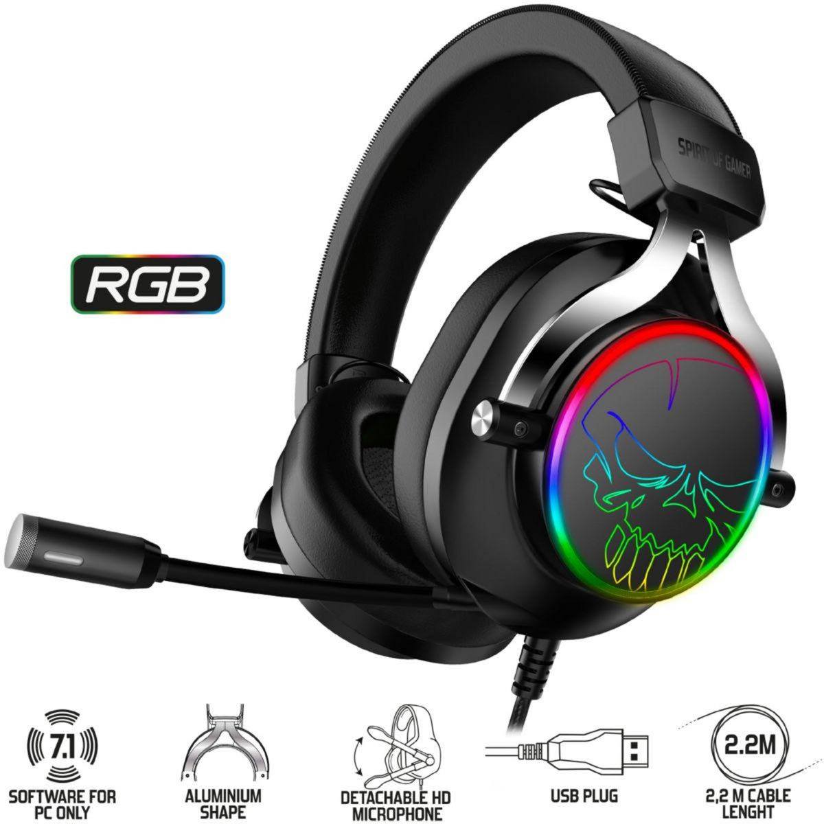 SPIRIT Of GAMER Casque gamer XPERT H600 USB 7.1 PC