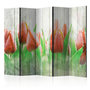 Voir la diapositive 1 : Paris Prix Paravent 5 Volets  Red Tulips on Wood  172x225cm