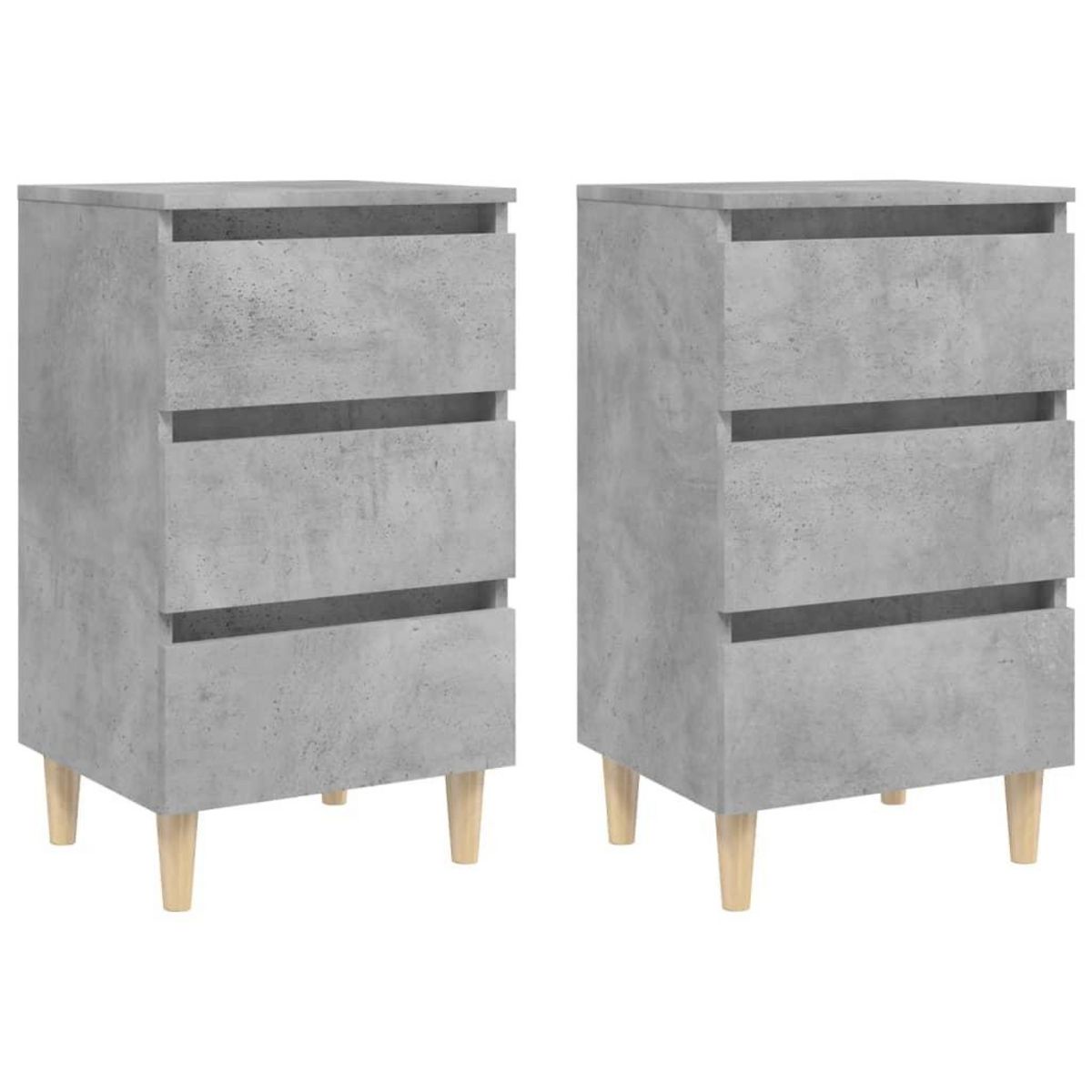 VIDAXL Tables de chevet avec pieds en bois 2 pcs gris beton 40x35x69cm