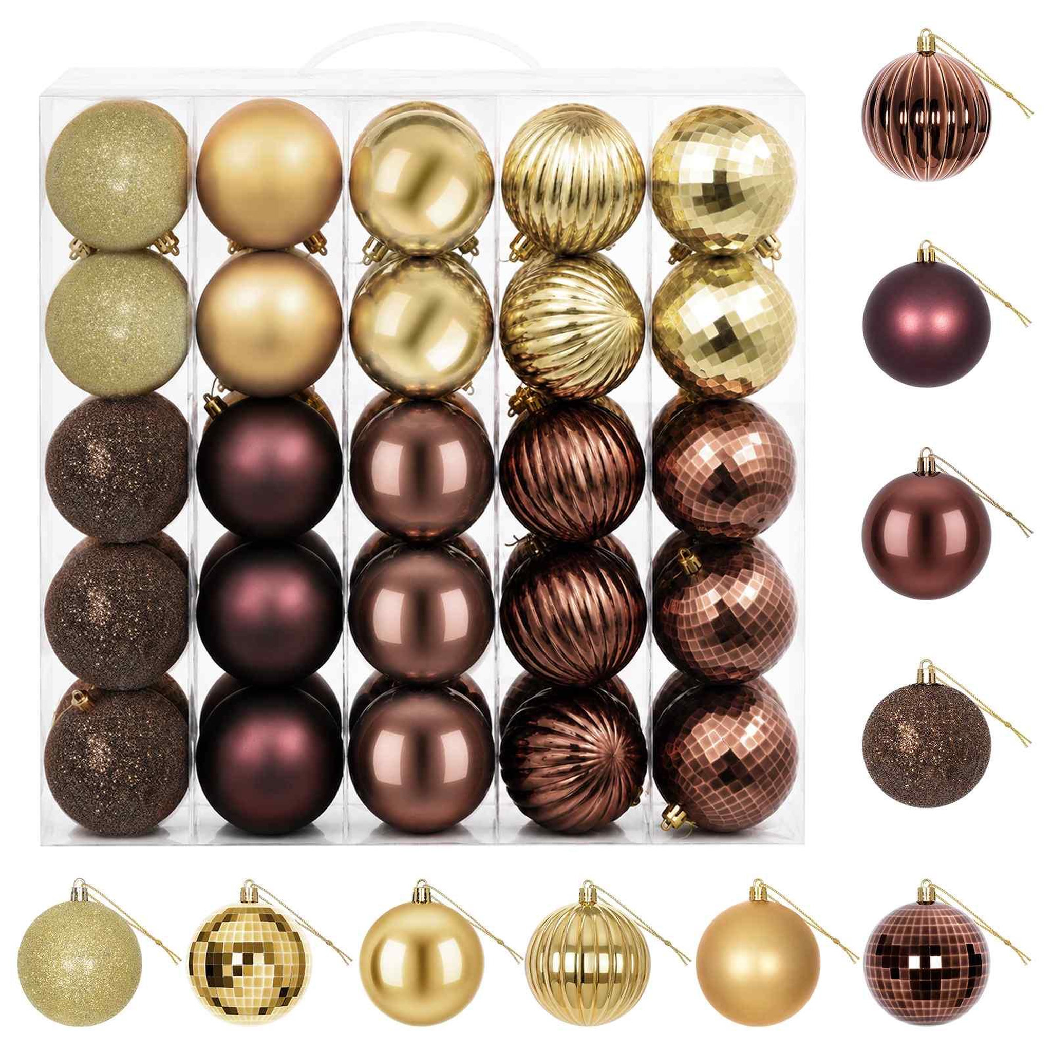 VIDAXL Ensemble de boules de Noël 50 pc Marron et or Diam. 8 cm