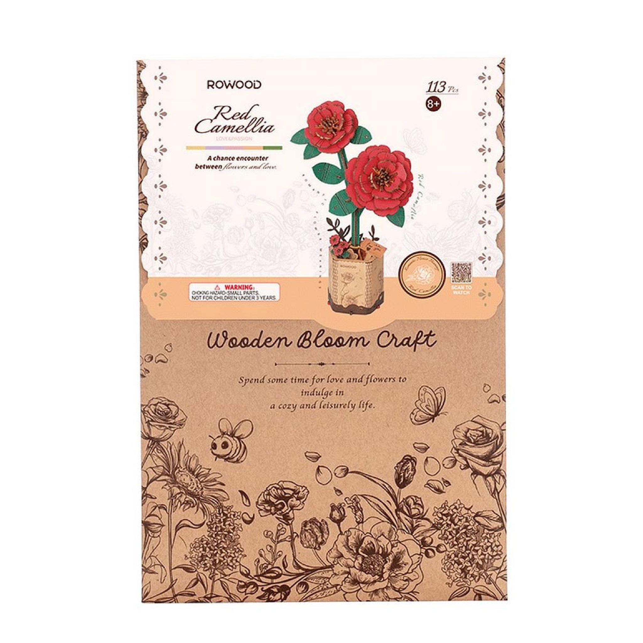 Voir la diapositive 2 : ROBOTIME Wooden Bloom Craft: Les camelias rouges