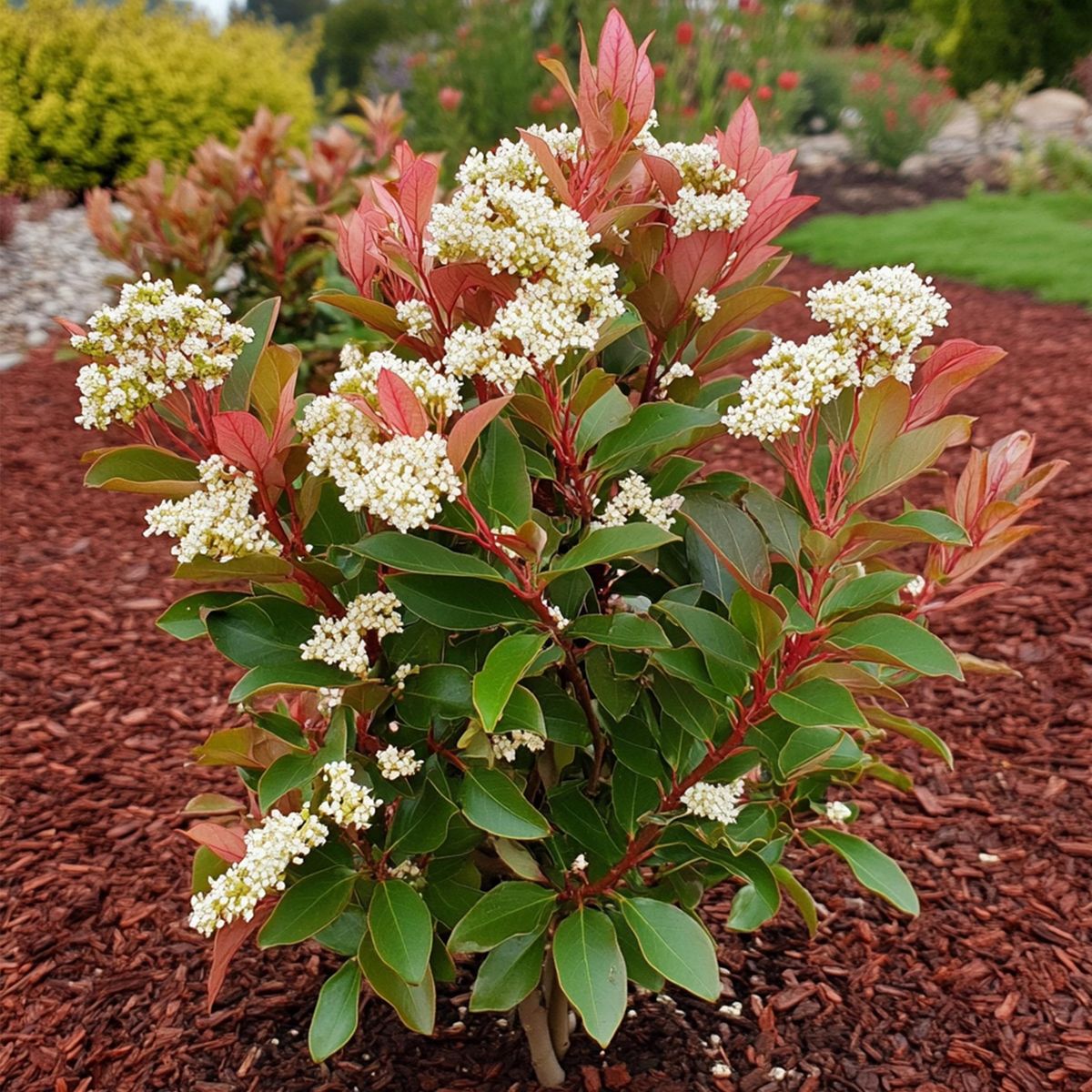 PLANT IN A BOX Feuille de noyer - Set de 2 - Photinia fraseri 'Red Robin' - H30-40cm - ⌀17cm