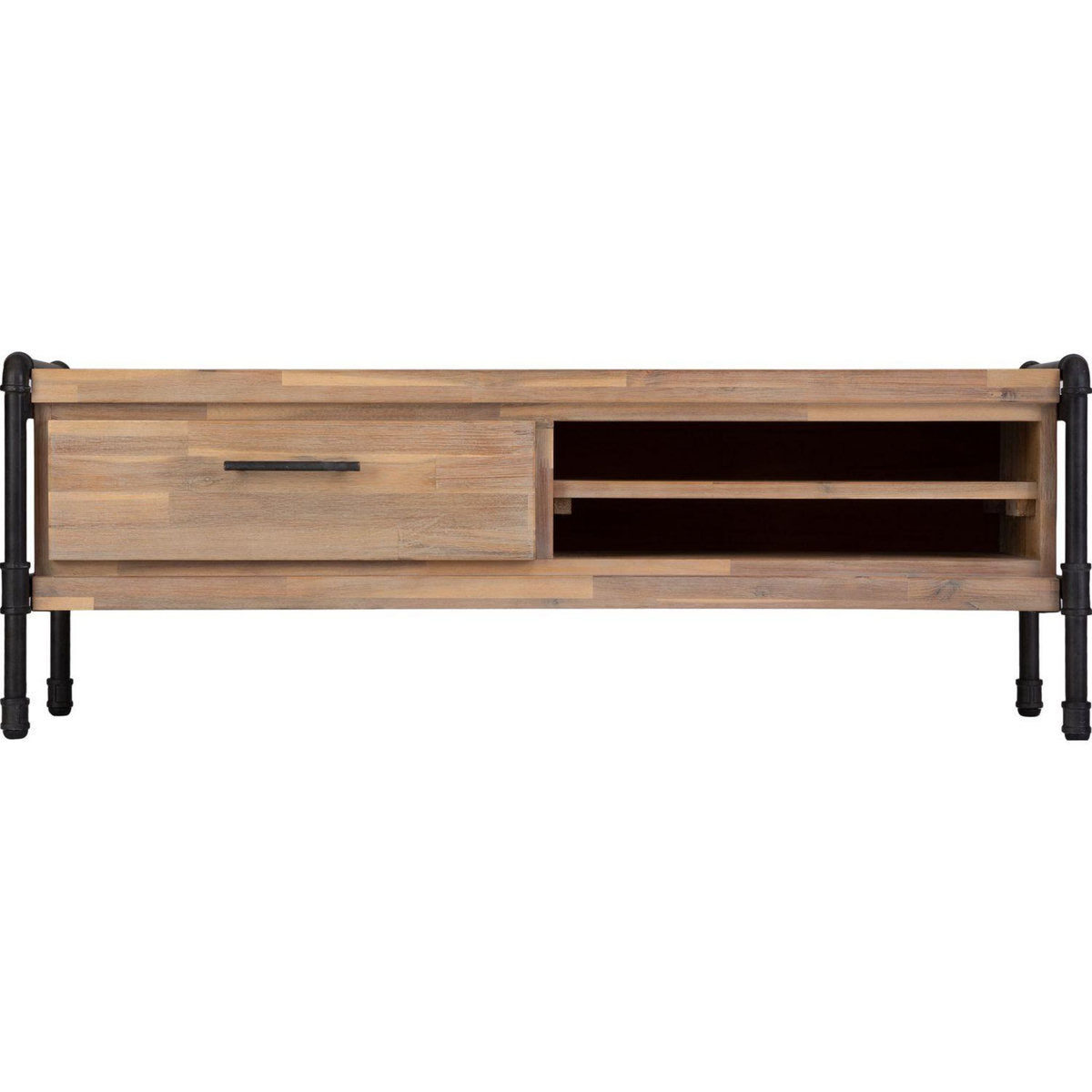 ATMOSPHERA Meuble TV industriel métal et bois Siam - L. 130 x H. 45 cm - Marron bois