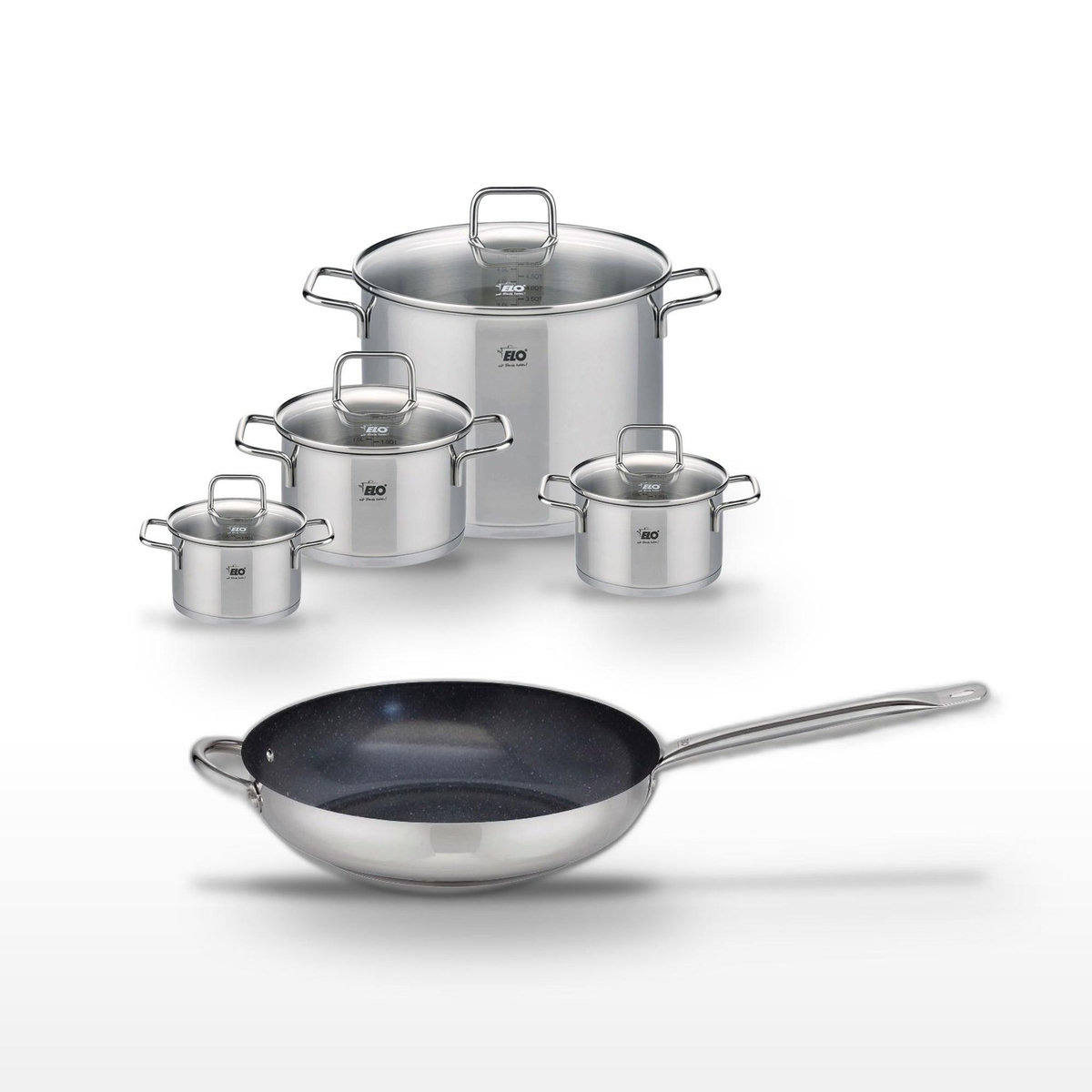 ELO Lot Poêle 32cm & 4 Faitouts Elo Profi Therm Platinum