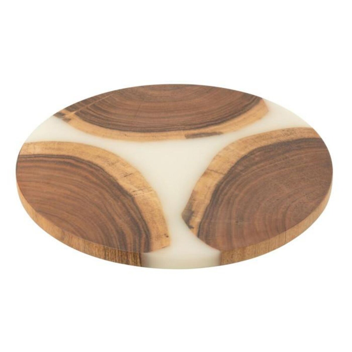 Paris Prix Planche à Découper Ronde en Bois  Douglas  41cm Naturel & Blanc