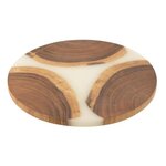 Paris Prix Planche à Découper Ronde en Bois  Douglas  41cm Naturel & Blanc