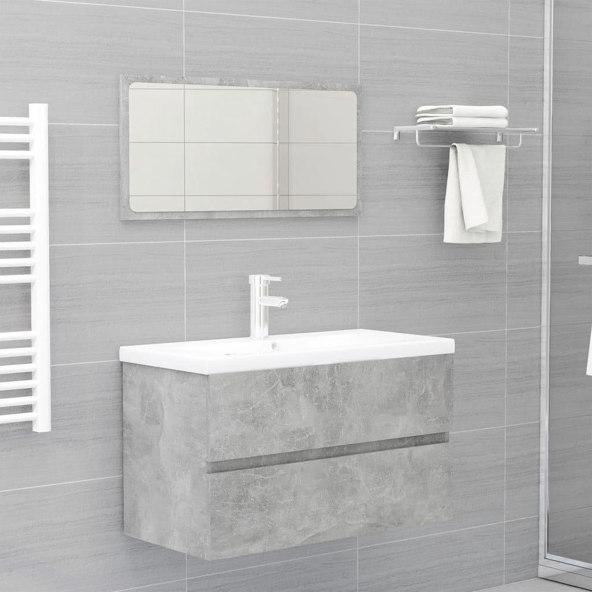 Voir la diapositive 3 : VIDAXL Armoire d'evier et lavabo integre gris beton bois d'ingenierie