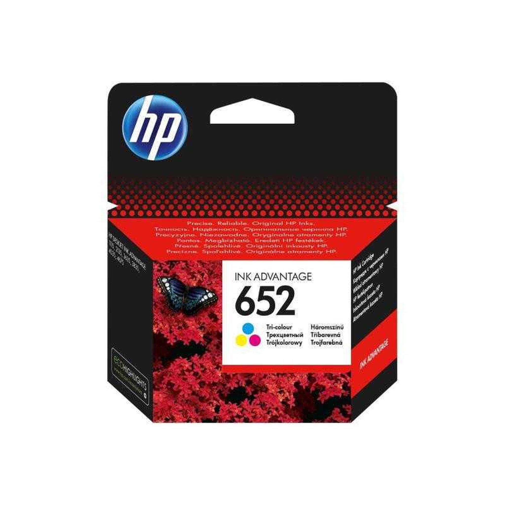 HP Cartouche encre tricolore 652 F6V24AE cyan magenta jaune ~5 ml pour imprimantes DeskJet Ink Advantage