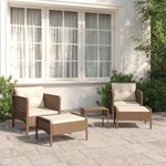 VIDAXL Salon de jardin 5 pcs avec coussins Marron Resine tressee