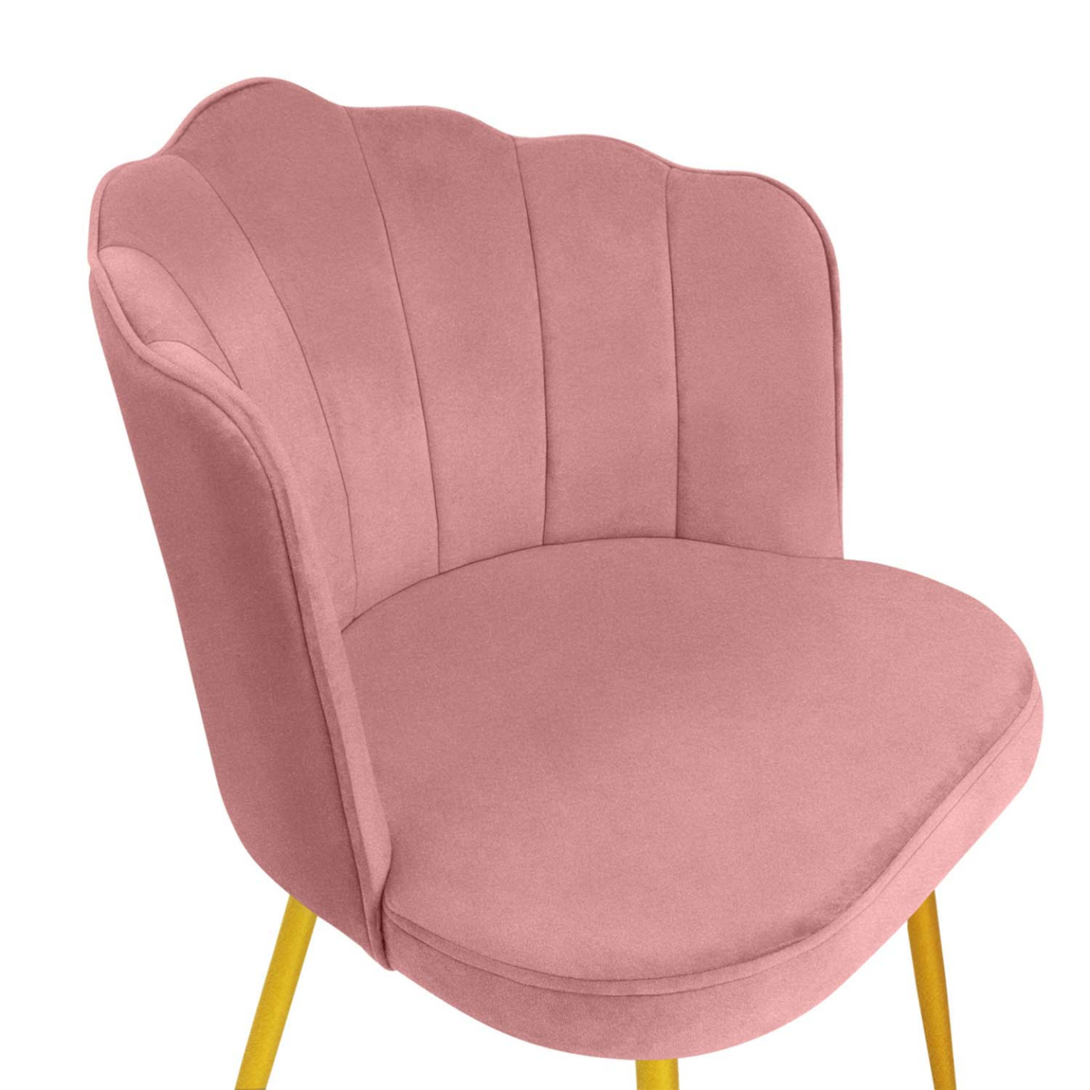ID MARKET Lot de 2 chaises coquillage ADELLA rose en velours pieds dorés