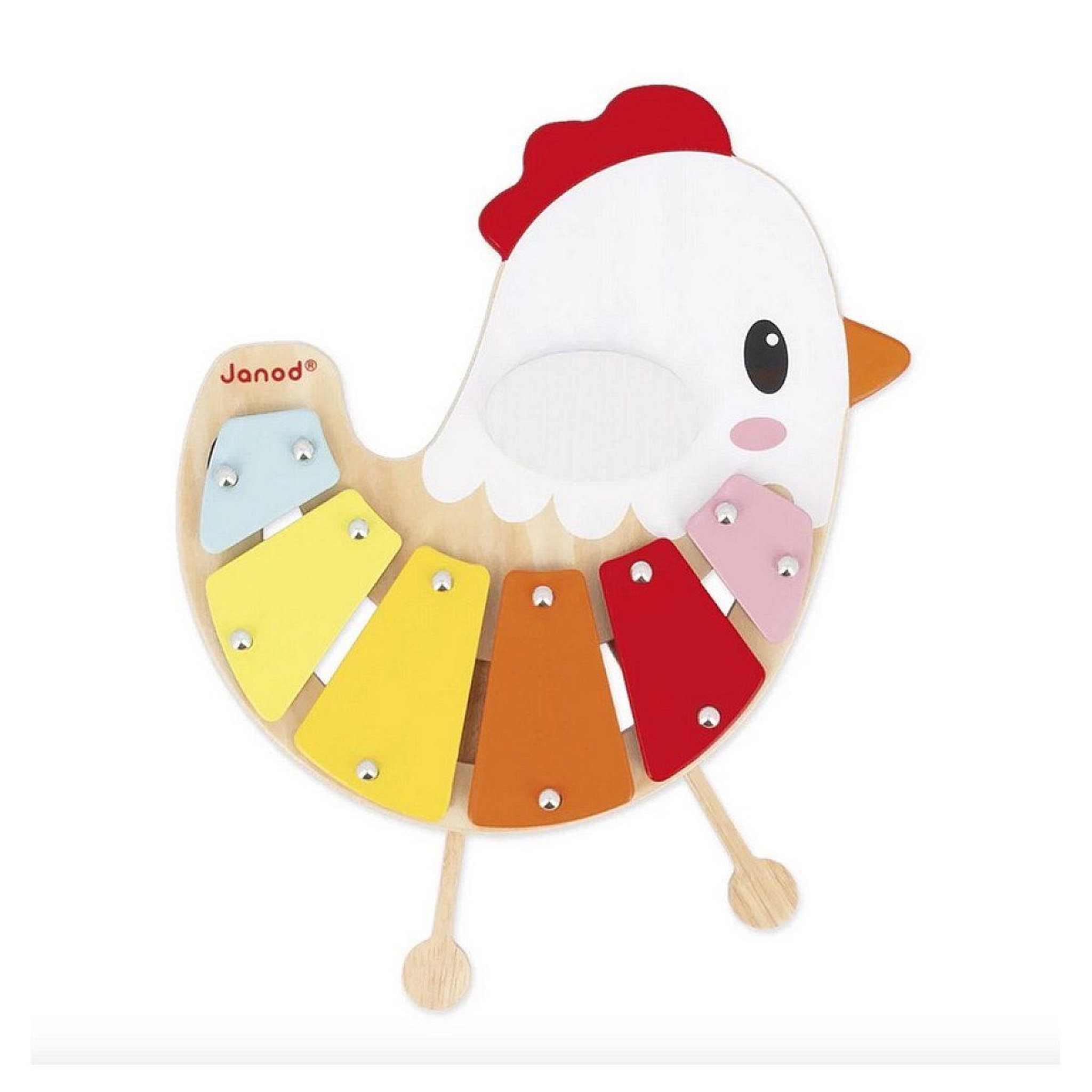 Voir la diapositive 2 : JANOD Xylo poulette en bois - xylophone colore