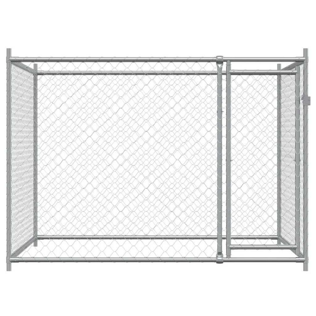VIDAXL Cage pour chien avec porte gris 2x2x1,5 m acier galvanise