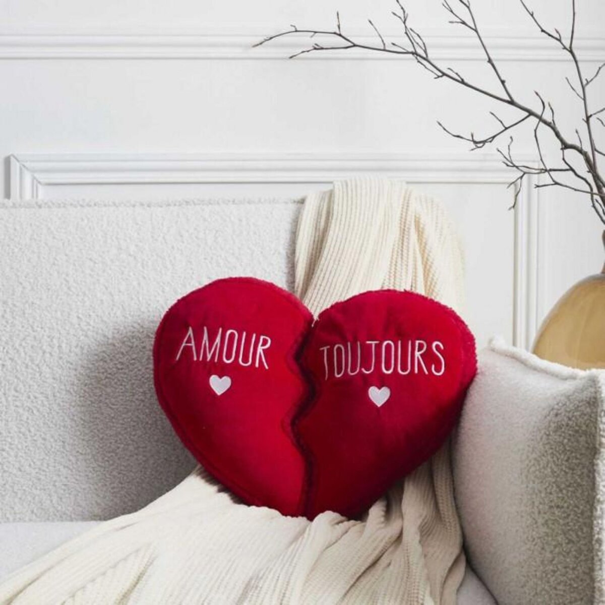 Paris Prix Coussin Déco Détachable  Cœur  35x40cm Rouge