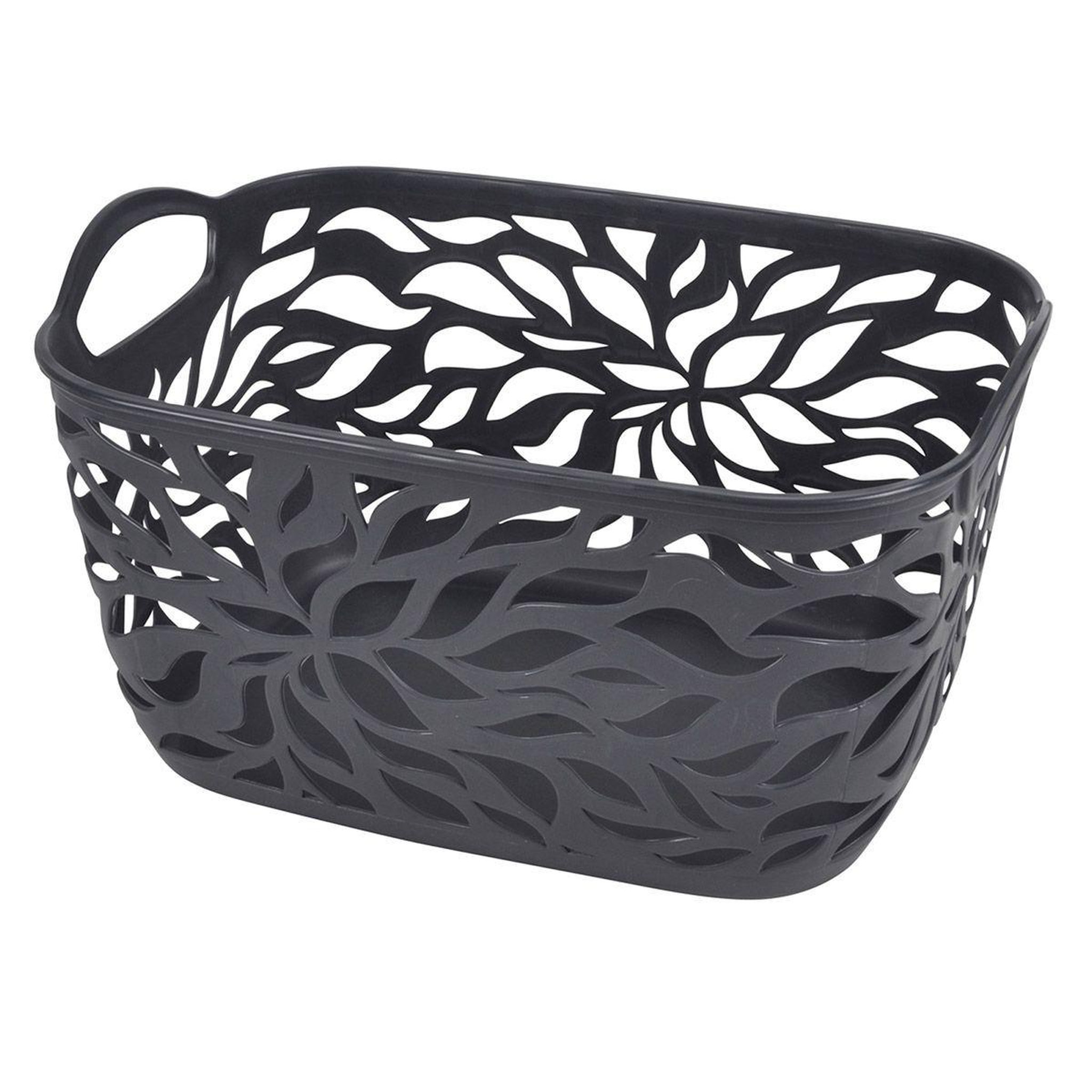 HOMEA Panière à linge  motif végétal  14l anthracite