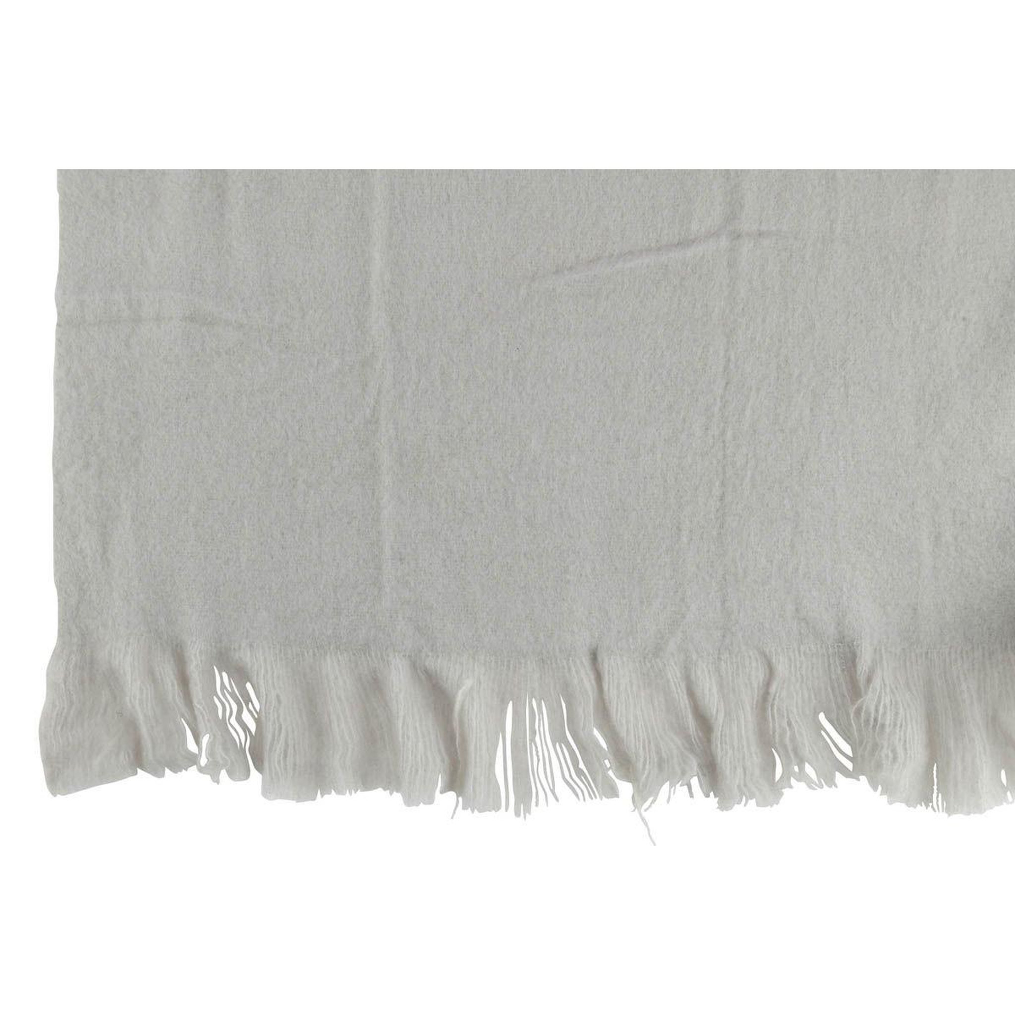 Voir la diapositive 2 : J-LINE Plaid uni à franges  glen  130x180cm gris